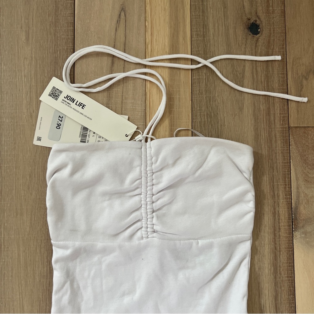 white ruched Zara bodysuit bottom snaps NWT